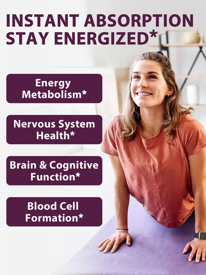 Vitamin B12 Sublingual 5000mcg – Energy & Nerve Support, Peach Flavor