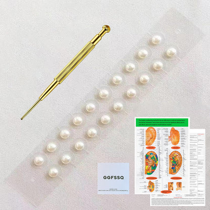 Pearl Ear Seeds Acupuncture Kit - Acupressure Ear Seeds with Probe, Chinese & English Guidance (3MM)