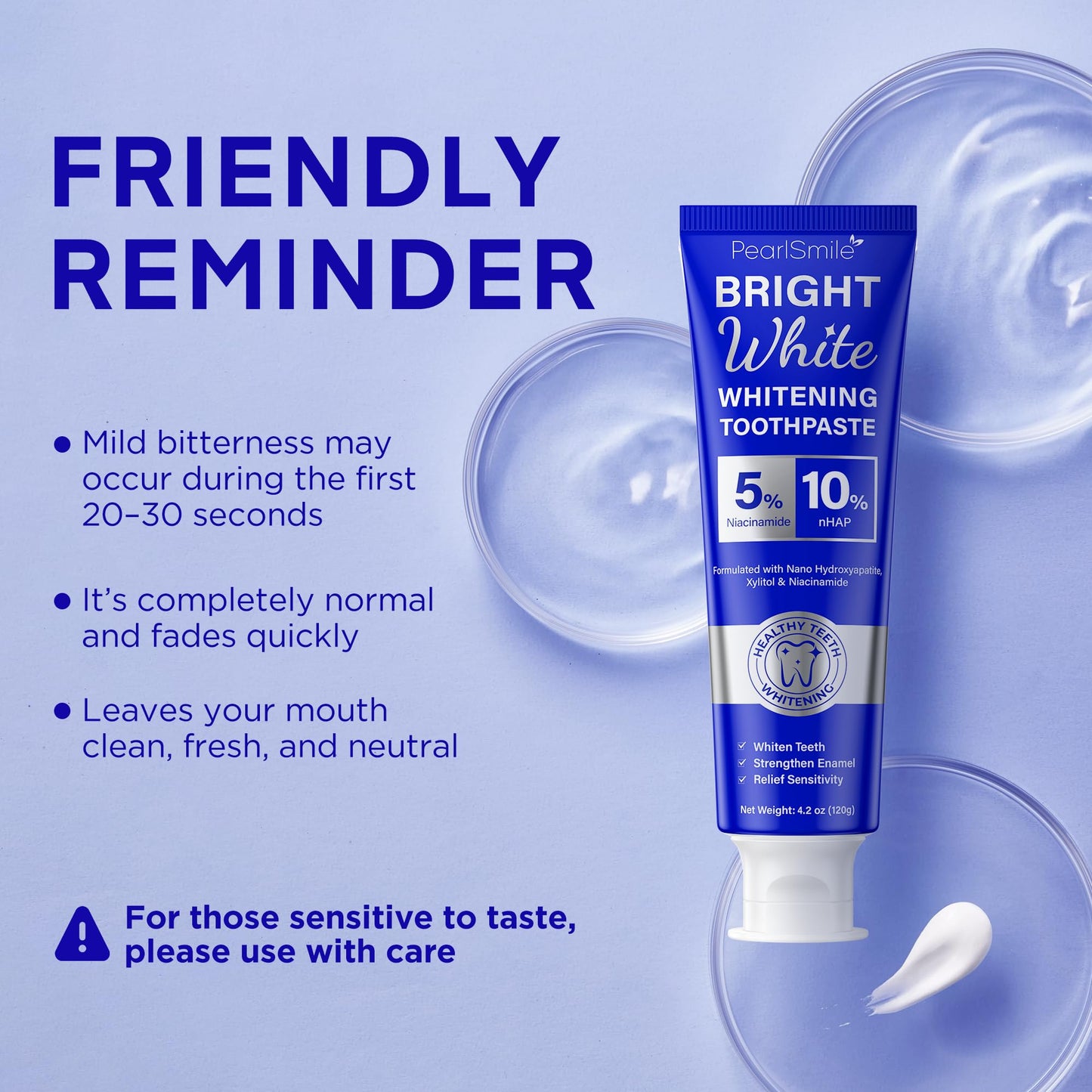 PearlSmile Whitening Toothpaste – 10% nHAp + 5% Niacinamide, Fluoride-Free, 4.2oz