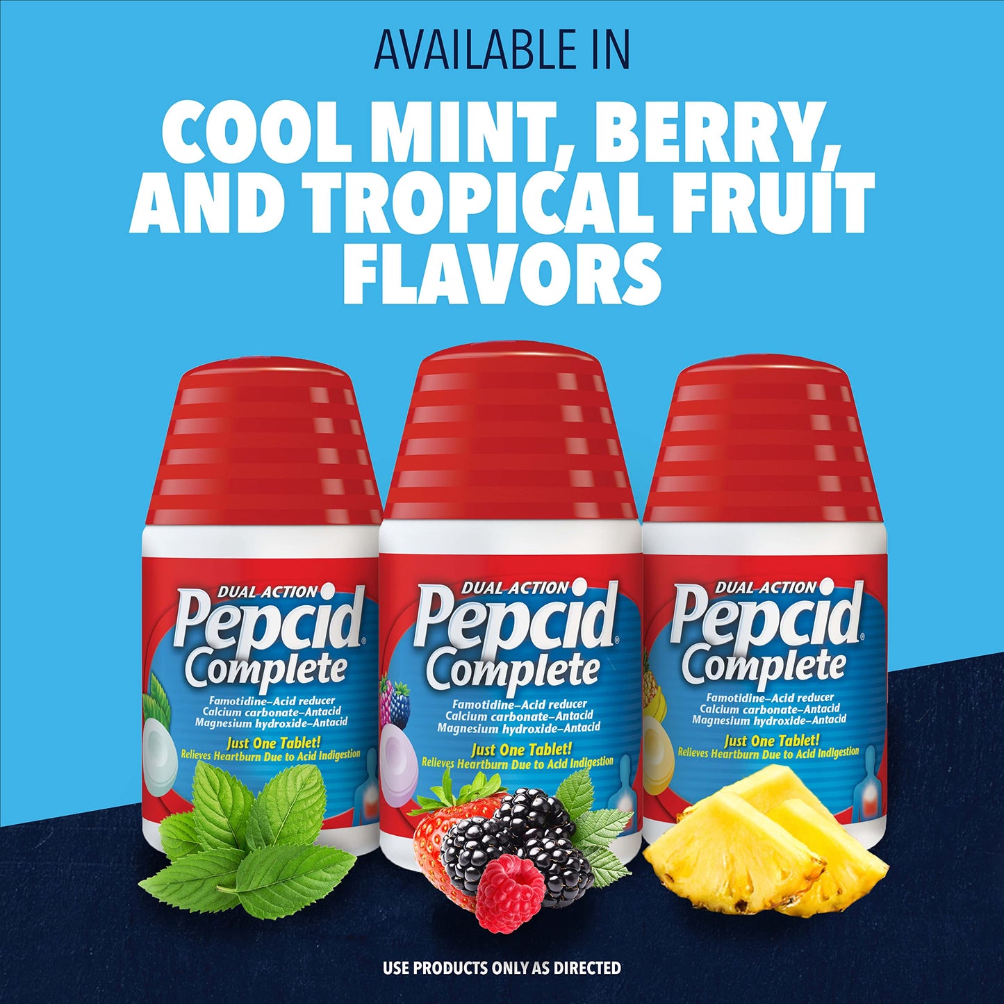 Pepcid Complete Berry Chewable Tablets | Dual-Action Acid Reducer & Antacid