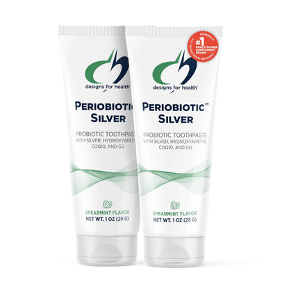 PerioBiotic Silver Hydroxyapatite Toothpaste - Travel Size (2 Pack, 1oz) | Fluoride Free, Probiotics, Whitening
