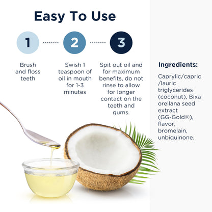 PerioPull Oil Pulling Mouthwash with MCT, CoQ10 & Bromelain | Designs for Health (8oz)