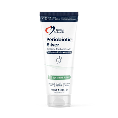 Periobiotic Silver Hydroxyapatite Toothpaste – Fluoride Free, Probiotics, Whitening (Mint, 4oz)