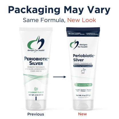 Periobiotic Silver Hydroxyapatite Toothpaste – Fluoride Free, Probiotics, Whitening (Mint, 4oz)