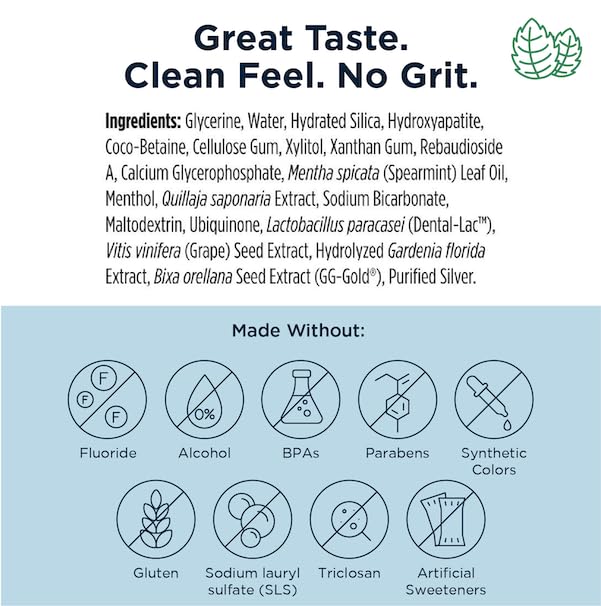 Periobiotic Silver Hydroxyapatite Toothpaste – Fluoride Free, Probiotics, Whitening (Mint, 4oz)