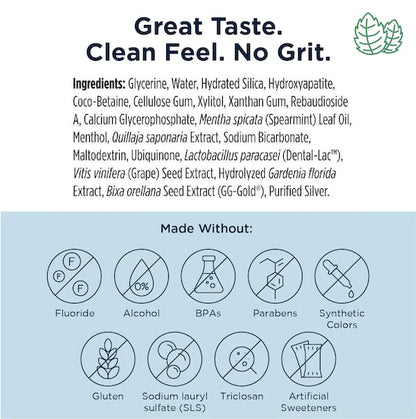 Periobiotic Silver Hydroxyapatite Toothpaste – Fluoride Free, Probiotics, Whitening (Mint, 4oz)