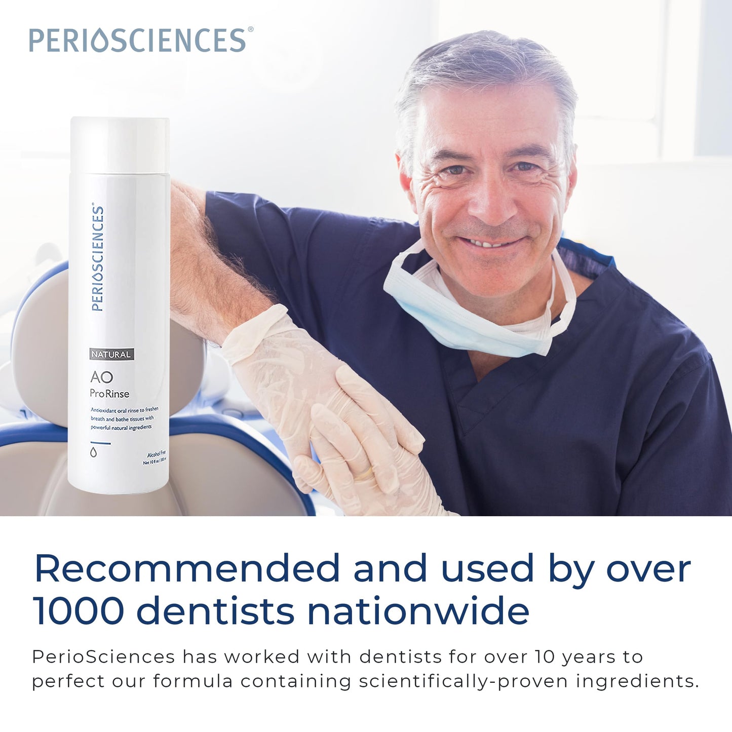 PerioSciences AO ProRinse Natural Mouthwash with Antioxidants and Amino Acids – Orthodontic Mouthwash – Fluoride-Free, 10 Fl Oz / 300ml