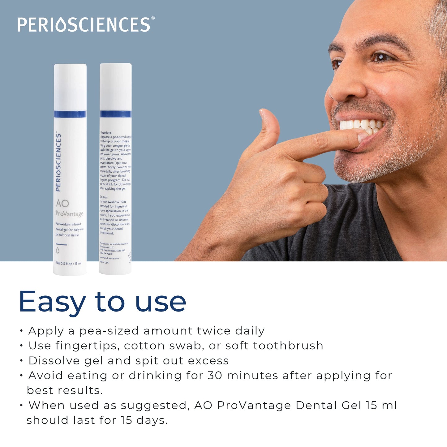 PerioSciences AO ProVantage Dental Gel with Antioxidants – Gum Health, 0.5 fl oz (15 ml)