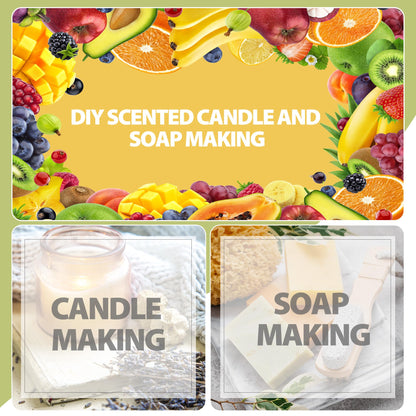 PHATOIL 10pc Fruity Fragrance Oil Set - Coconut, Cherry, Apple, Strawberry, Mango Candle & Soap Scents, Diffuser Oil Set
