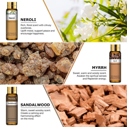 PHATOIL 9PCS Premium Essential Oil Set – 10ml Diffuser & DIY Gift