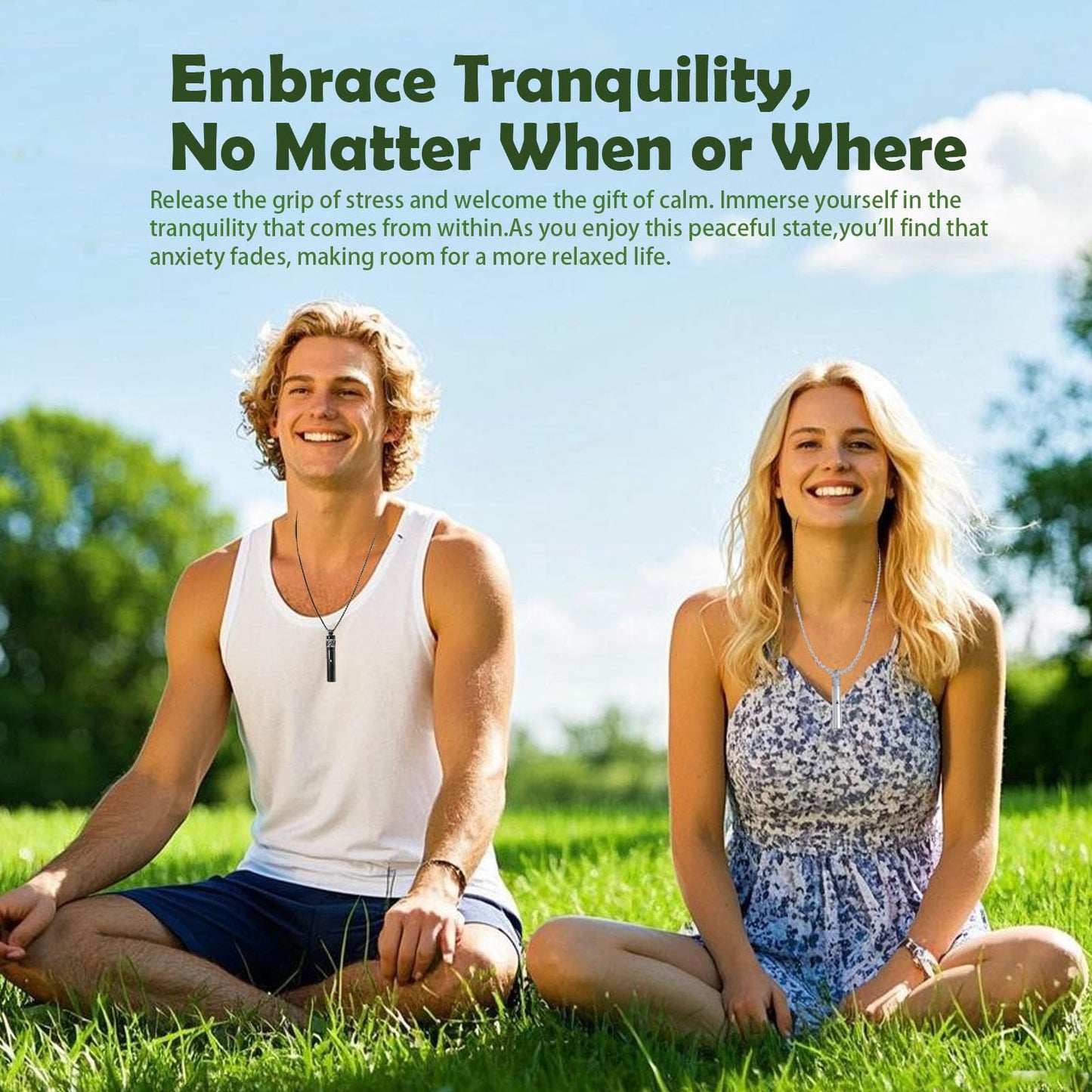 phaxud Mindfulness Breathing Necklace & Essential Oil Diffuser - 2-in-1 Stainless Steel Jewelry (Black)