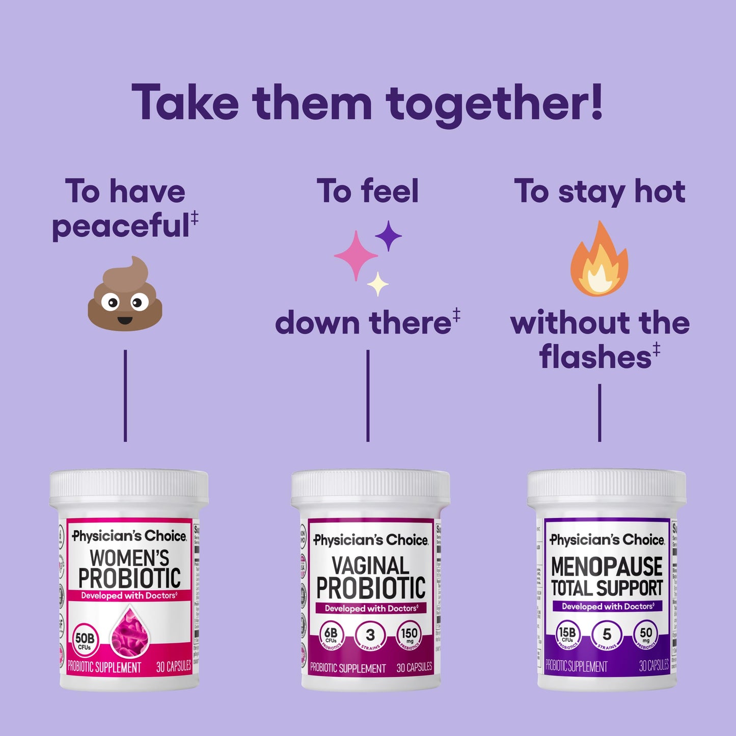 Physician's CHOICE Menopause Probiotic Supplement for Women - Hormone Balance, Hot Flashes & Gut Health - 30ct