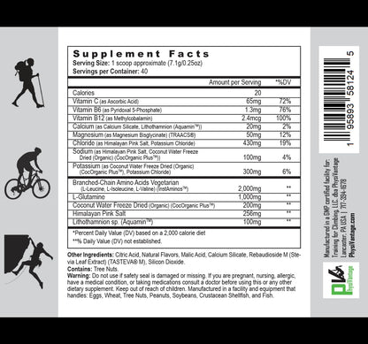 PhysiVantage Flow Electrolyte Powder with BCAAs - Sugar-Free Hydration & Muscle Recovery (Vegan, Keto) Raspberry Lemonade