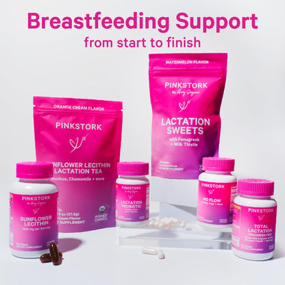 Pink Stork Sunflower Lecithin Supplement - 1200 mg for Clogged Milk Ducts - Breastfeeding Essentials for Postpartum Moms - Supports Breast Milk Flow - 60 Softgels
