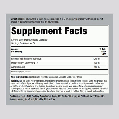 Piping Rock CoQ10 120mg – 100 Capsules | Red Yeast Rice & Alpha Lipoic Acid | Non-GMO, Gluten Free
