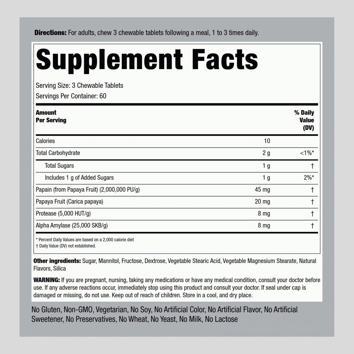 Piping Rock Papaya Digestive Enzymes Chewables – 180 Tablets, Vegetarian, Tropical Flavor (Pack of 2)