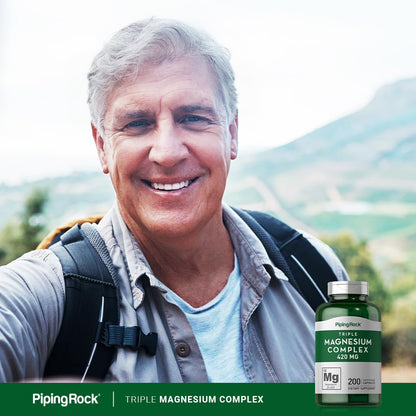 Piping Rock Triple Magnesium Complex | 420 mg | 200 Capsules | Non-GMO, Gluten Free
