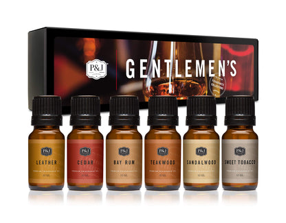 P&J Trading Fragrance Oils – Diffuser, Candle & Soap Scents Gift Set (Gentlemen's Cedar & Sandalwood) 6x10ml