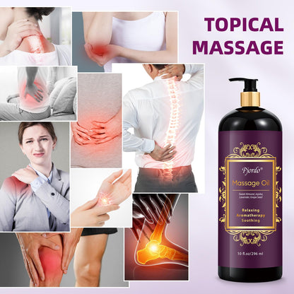 Pjordo Aromatherapy Lavender Massage Oil - Calming, Soothing Spa Oil 10 oz