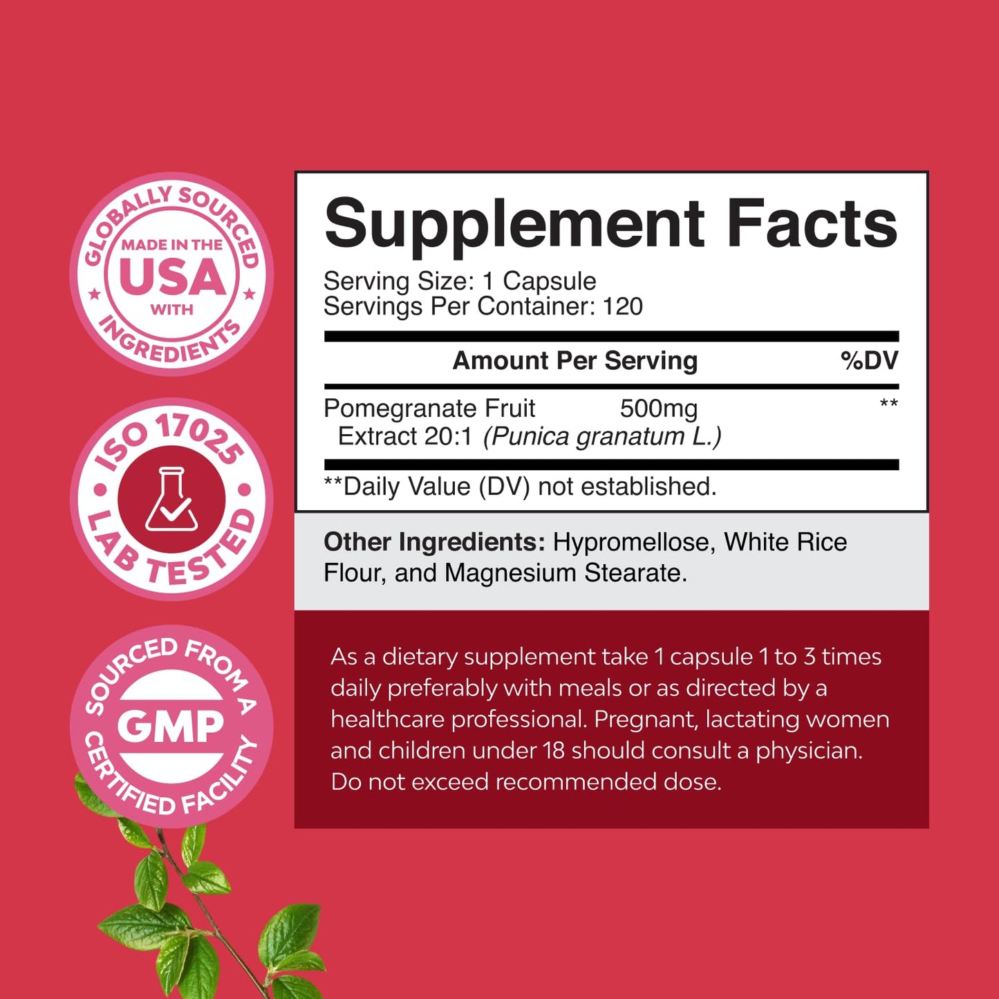 Pomegranate Antioxidant Supplement by Reds – Heart Health & Joint Support (120ct)