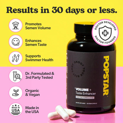 POPSTAR Labs Semen Volume Booster – Doctor Formulated, Vegan & Organic (1 Month)