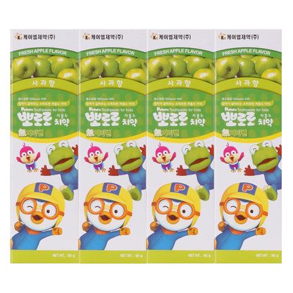 Pororo Kids Whitening Toothpaste – Low Fluoride, 4 Fruit Flavors (Apple 4-pack)