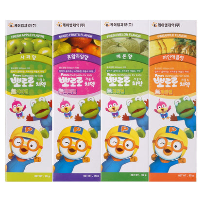Pororo Kids Whitening Toothpaste - Low Fluoride Cavity Protection for Kids (90g, 4 Fruit Flavors)