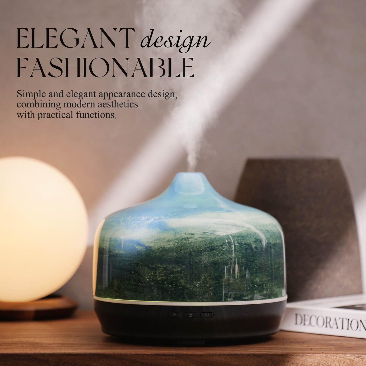 Porseme 500ml Glass Essential Oil Diffuser – Dreamy Blue | Ultrasonic Humidifier 15-21h