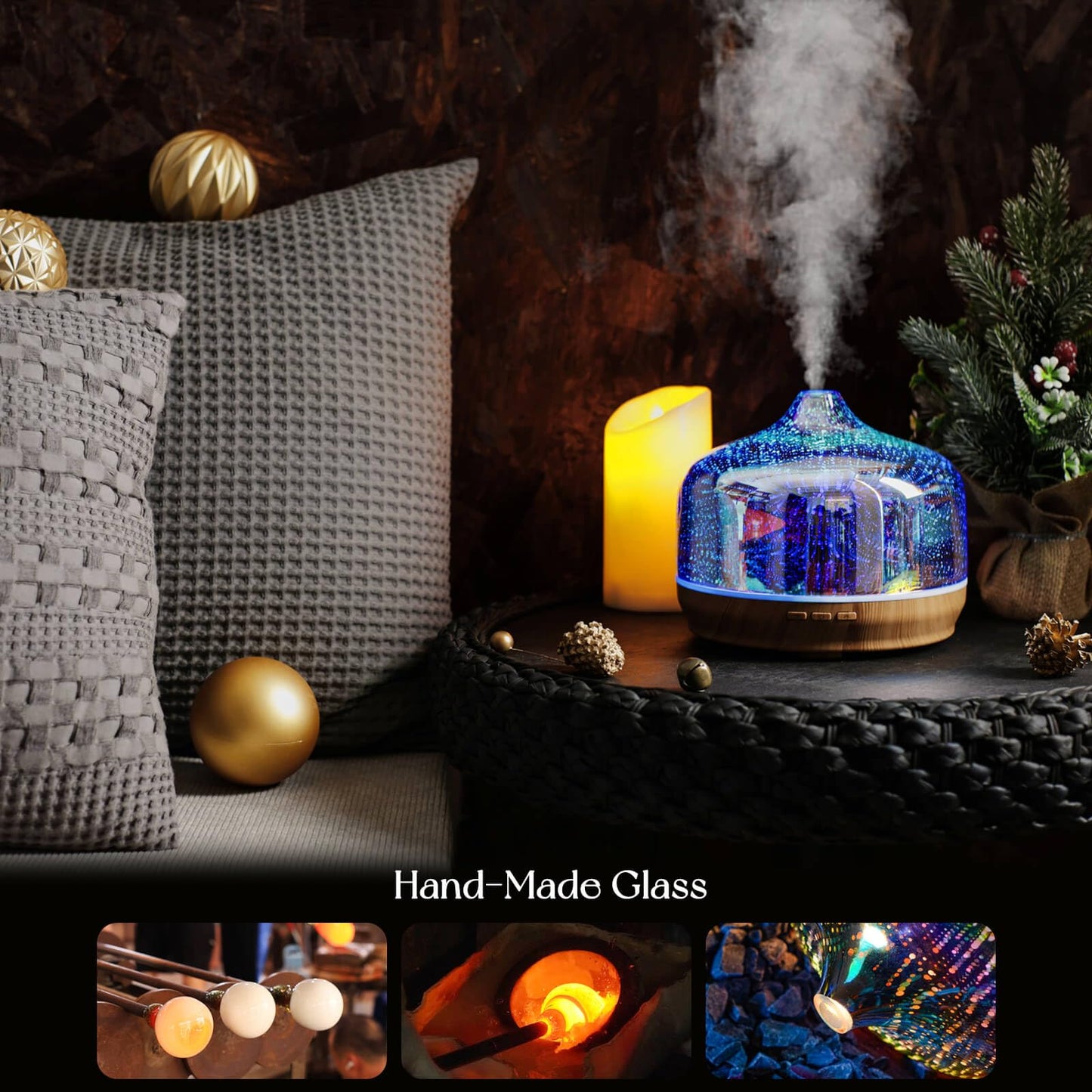 Porseme 500ml Glass Diffuser – Ultrasonic Cool Mist with Remote (15-21h)