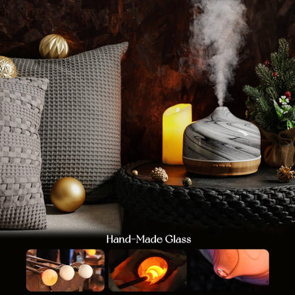 Porseme 500ml Glass Essential Oil Diffuser - Ultrasonic Cool Mist, Auto-Off, 15-21h Run Time | Sleep, Yoga, Office