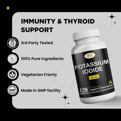 Potassium Iodide 130 mg KI Tablets – USA Made, 120-Count per Bottle, Pack of 2 (240 Tablets)