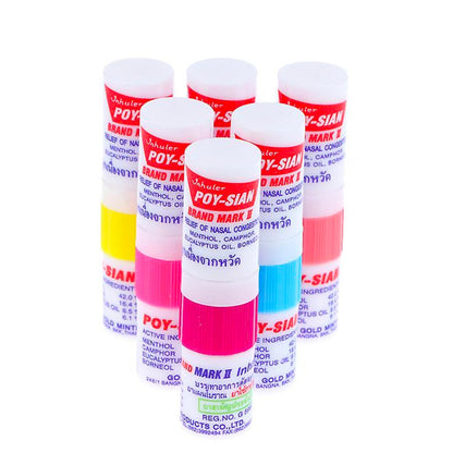 POY-SIAN Mark II Menthol Aromatherapy Nasal Inhaler — 6 Pack | Natural Herbal Cooling