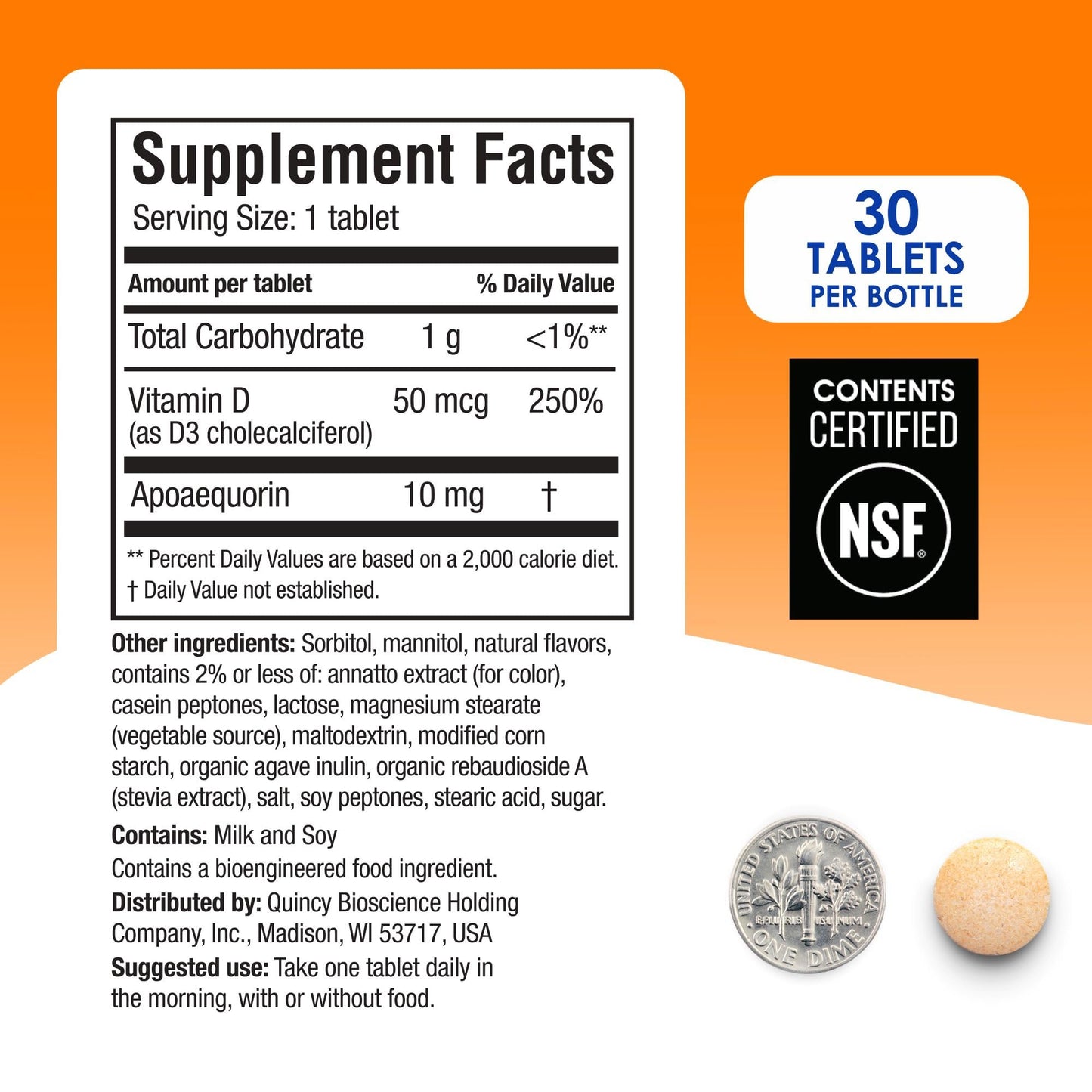 Prevagen Regular Strength Orange Chewables — 30 Tablets (1 Month) | 10 mg Apoaequorin + Vitamin D3 | 7-Day Pill Minder