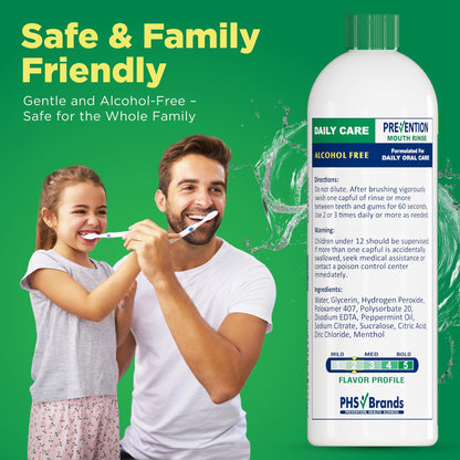 Prevention Daily Care Alcohol-Free Mouthwash – Hydrogen Peroxide Whitening, Fresh Mint, 16 oz (12 Pack)