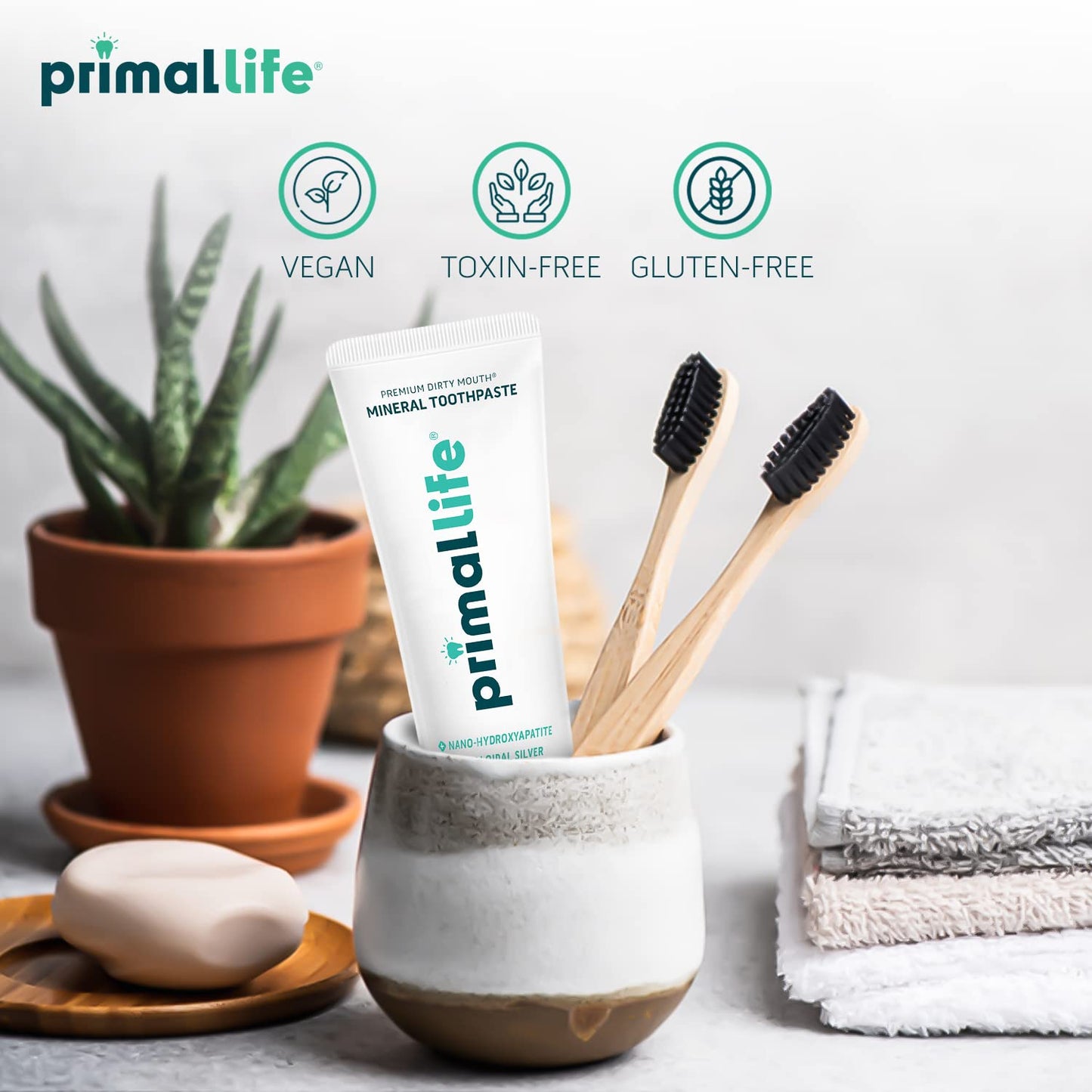 Primal Life Organics Dirty Mouth Toothpaste - Nano-Hydroxyapatite, Charcoal & Colloidal Silver (Bubblegum Flavor, 4oz)