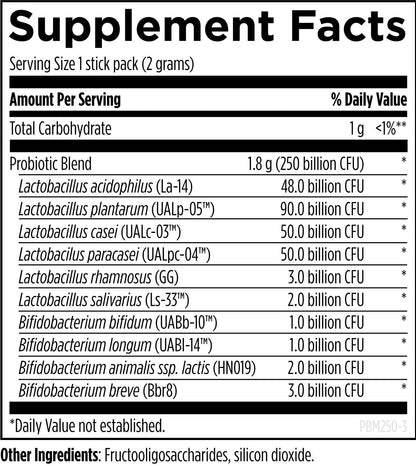 Designs for Health ProbioMed 250 Probiotics – Shelf Stable, Dairy Free & Gluten Free (14 Packets)