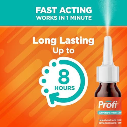 Profi Everyday Nasal Spray – Up to 8 Hours Defense Against Germs & Allergies | 180 Sprays, 0.58 oz | Made in USA