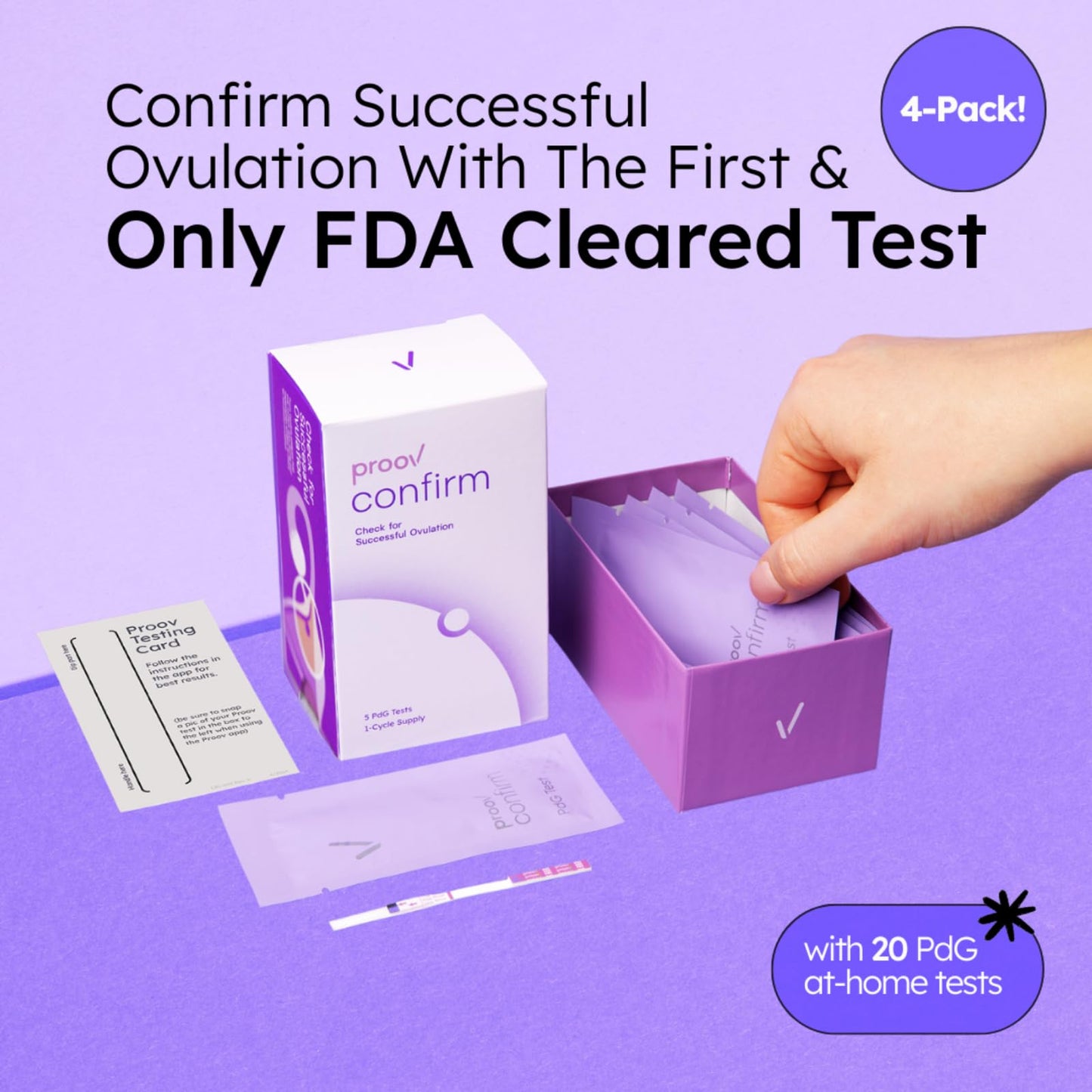 Proov PdG Test Strips for Women – 20 PdG Strips, At-Home Ovulation Confirmation, 4-Cycle Pack