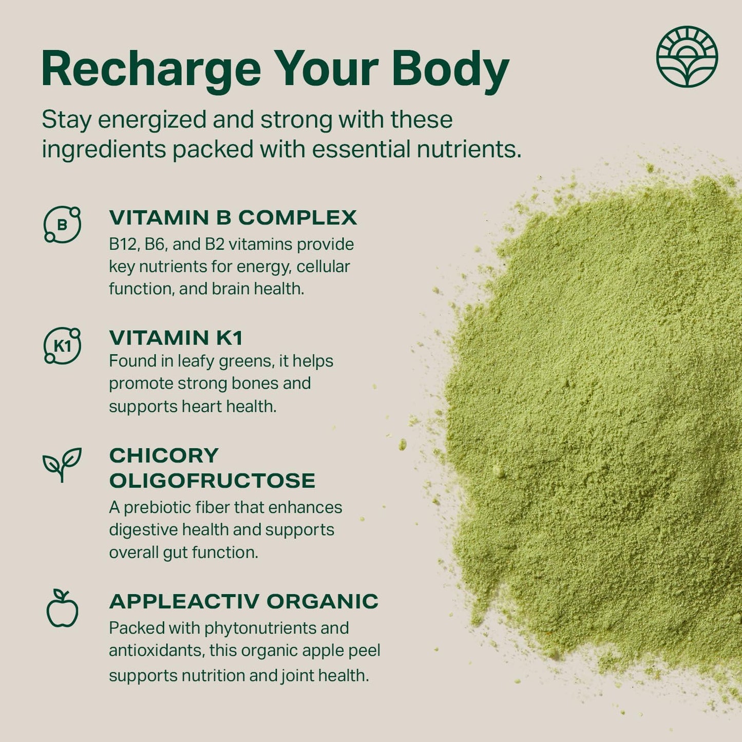 Proper The Greens Daily Boost Organic Greens Powder – Apple Flavor, Wheatgrass, Spirulina & Chlorella
