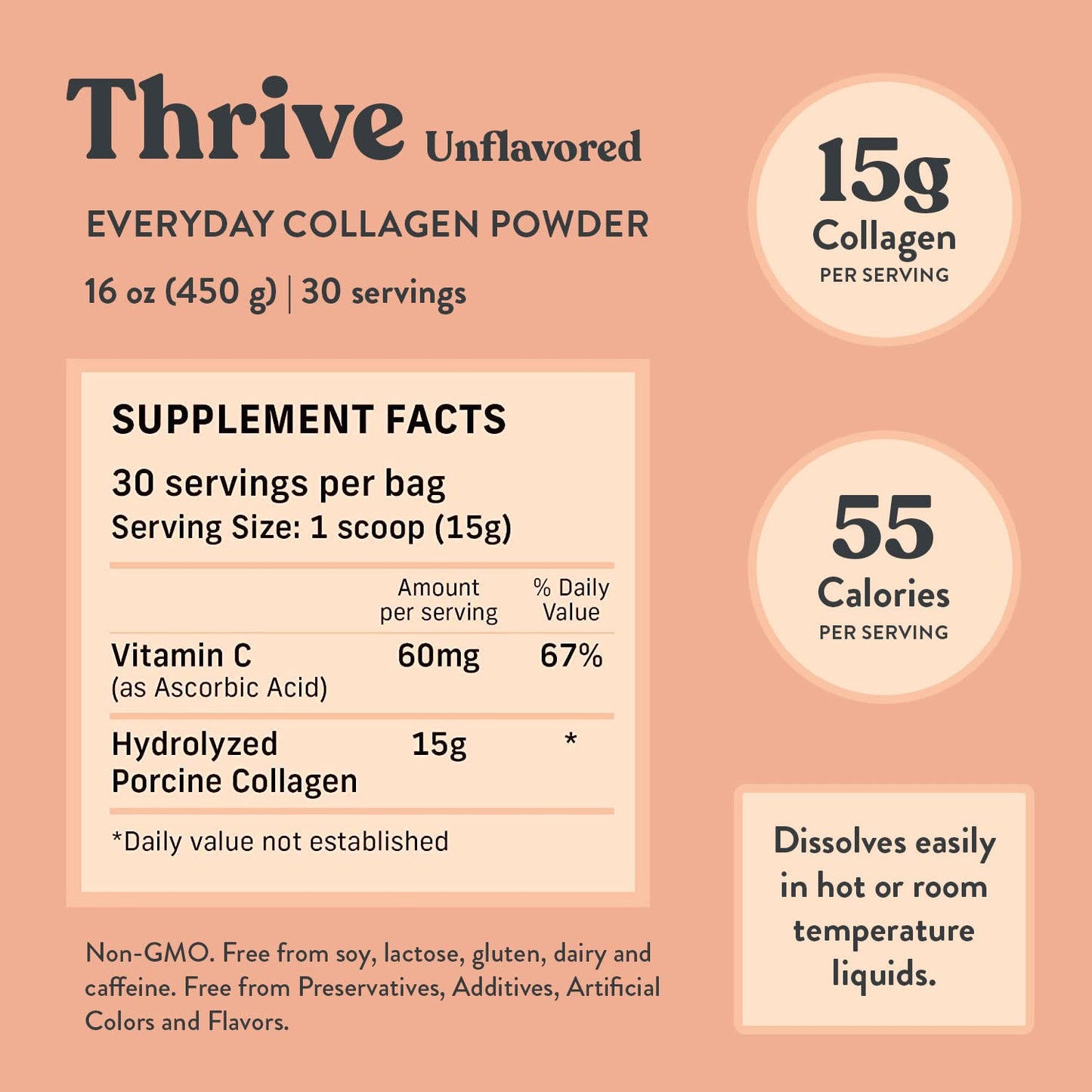 PROTIVA Thrive Collagen Powder for Women - 16 oz Unflavored Collagen Peptide, Safe During Pregnancy & Breastfeeding