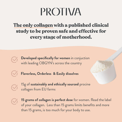 PROTIVA Thrive Collagen Powder for Women - 16 oz Unflavored Collagen Peptide, Safe During Pregnancy & Breastfeeding
