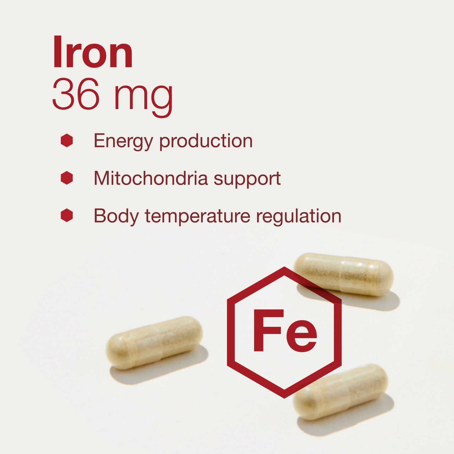 PROTOCOL FOR LIFE BALANCE Iron 36mg - Bioavailable Ferrochel Iron for Energy & Immunity - 90 Veg Capsules