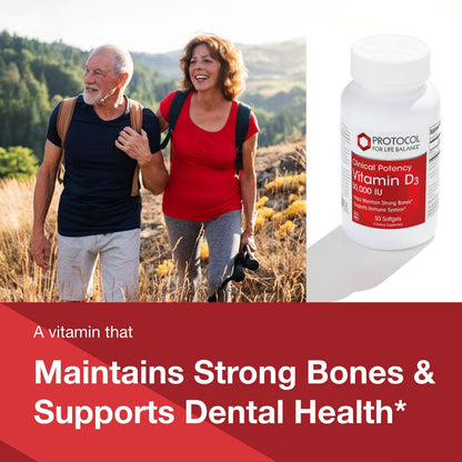 Protocol For Life Balance Vitamin D3 50,000 IU – Immune & Bone Health (50 Softgels)