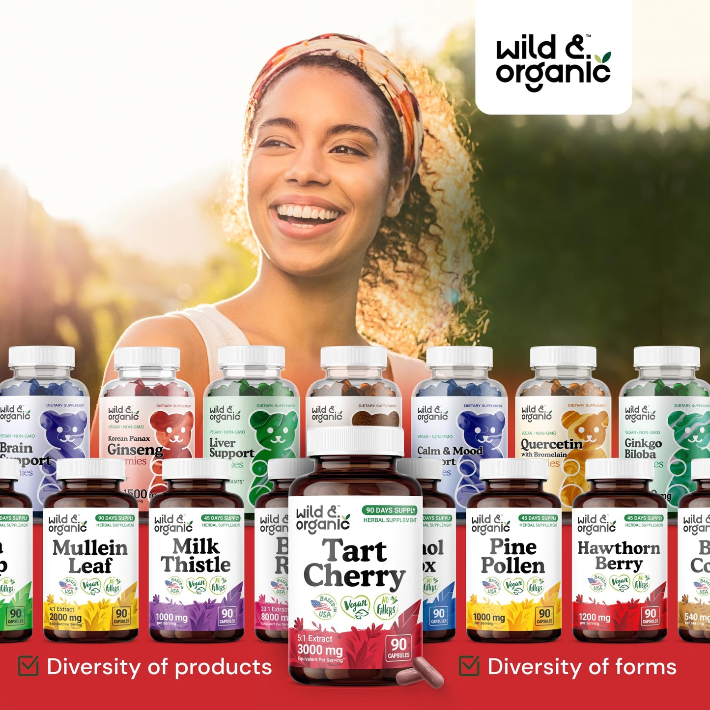 Wild & Organic Tart Cherry Capsules 600 mg – Uric Acid Support – 90 Day Supply – Vegan, Non-GMO