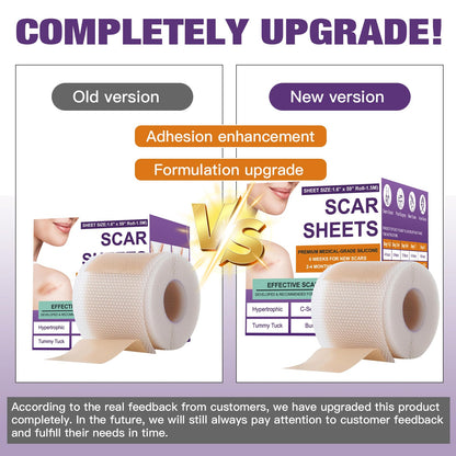 Psecici Silicone Scar Sheets & Tape – Medical-Grade, Reusable Scar Strips (1.6 x 59 in Roll)