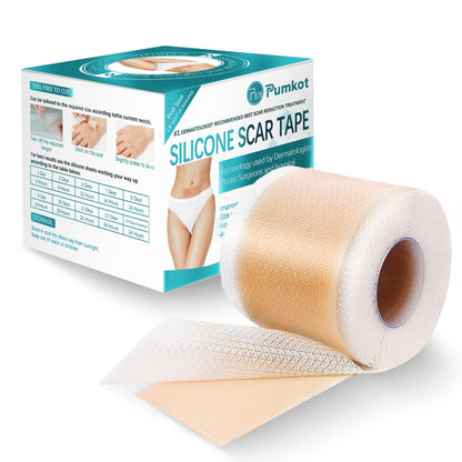 Pumkot Silicone Scar Sheets & Tape Roll – 1.8 x 157 inch for Surgical, C-Section, Burns