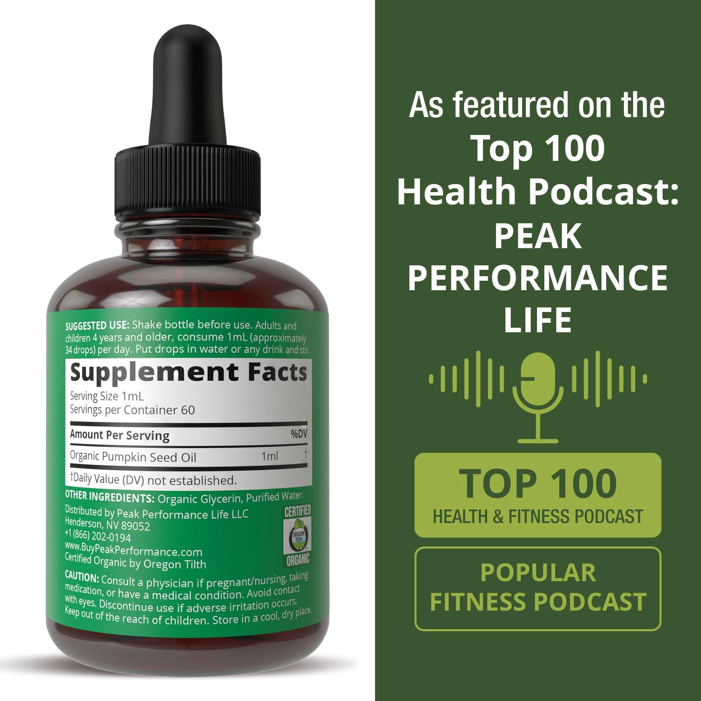 Pumpkin Seed Oil Drops – USDA Organic, Vegan, Gluten Free | Hair & Skin Health, Prostate Support