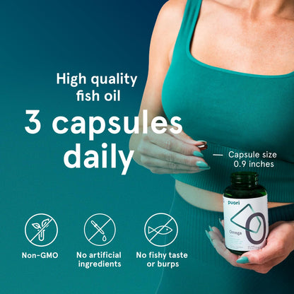 Puori O3 Omega-3 Fish Oil — Burpless, Wild-Caught, 2000mg Omega-3 (EPA 1250mg / DHA 500mg), 240 Softgels, IFOS Certified