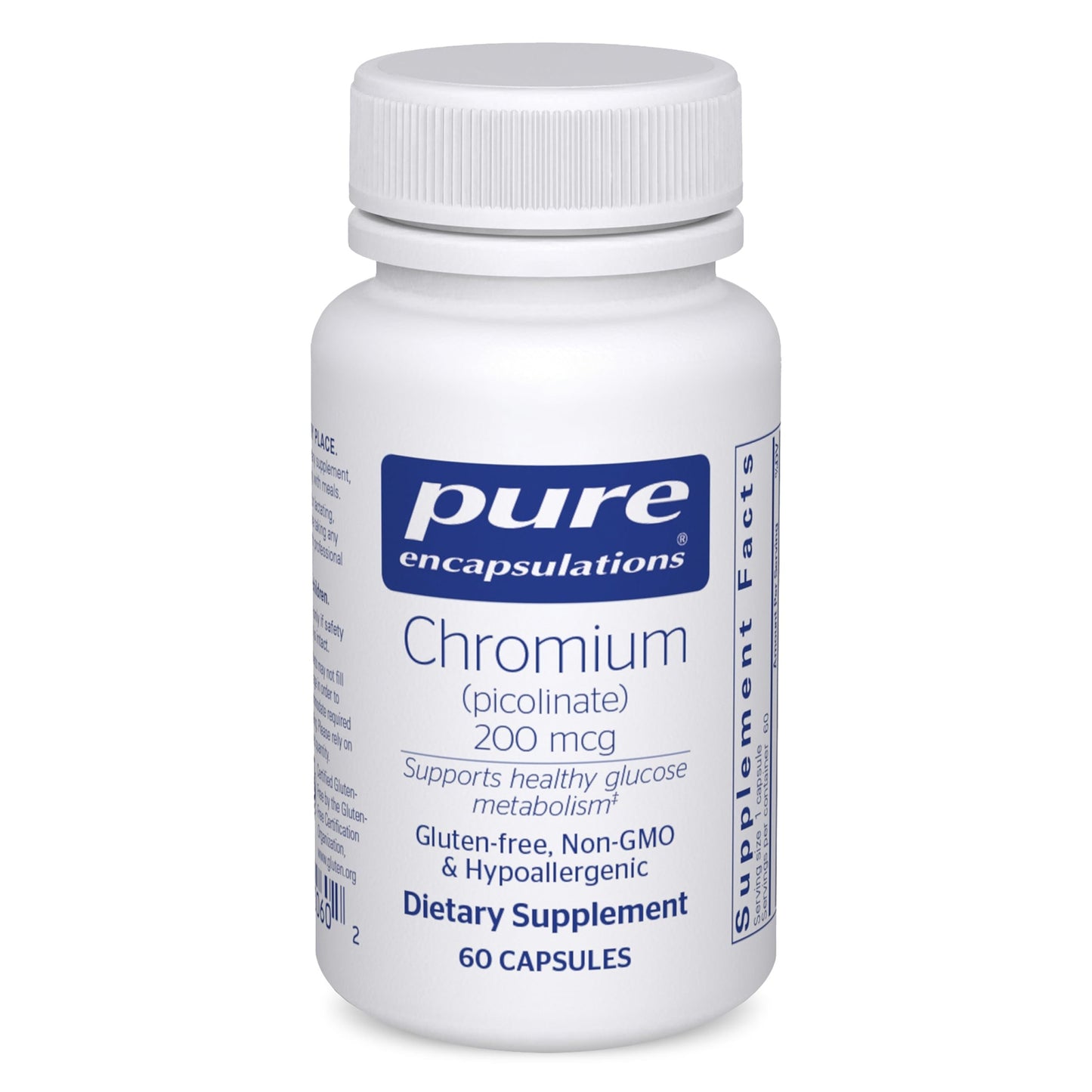 Pure Encapsulations Chromium (Picolinate) 200 mcg | Hypoallergenic Supplement for Healthy Lipid and Carbohydrate Metabolism Support* | 60 Capsules