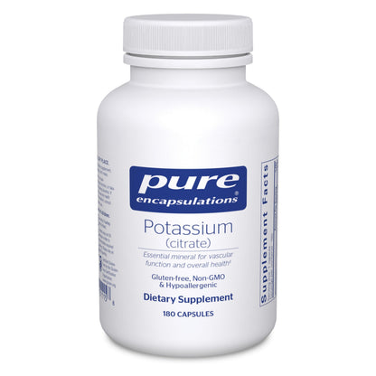 Pure Encapsulations Potassium (Citrate) – Essential Electrolyte for Nerve, Heart & Energy | 180 Capsules